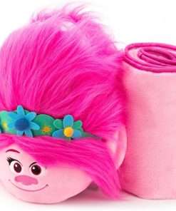 Trolls Armrest Buddy Stuffed Plush Travelling Toy with Blanket 13” - Kids Ultimate Travel Pillow Companion Set (Queen Poppy) - 1