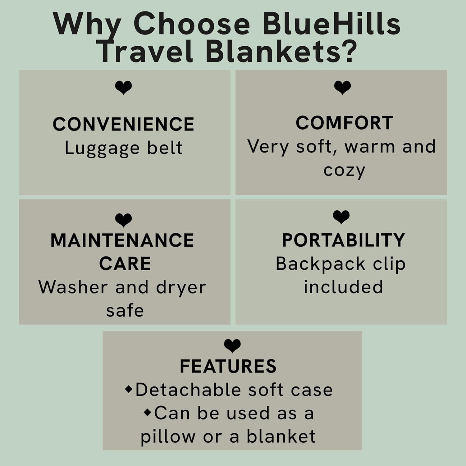 BlueHills Premium Soft Travel Blanket Pillow Airplane Blanket Packed in Soft Bag Pillowcase with Hand Luggage Belt Backpack Clip Compact Pack Large Portable Flight Throw Beige T005 - 5