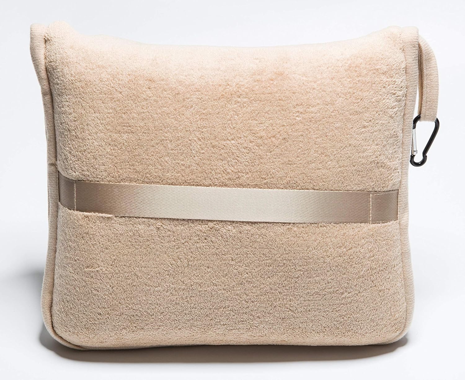 BlueHills Premium Soft Travel Blanket Pillow Airplane Blanket Packed in Soft Bag Pillowcase with Hand Luggage Belt Backpack Clip Compact Pack Large Portable Flight Throw Beige T005 - 8