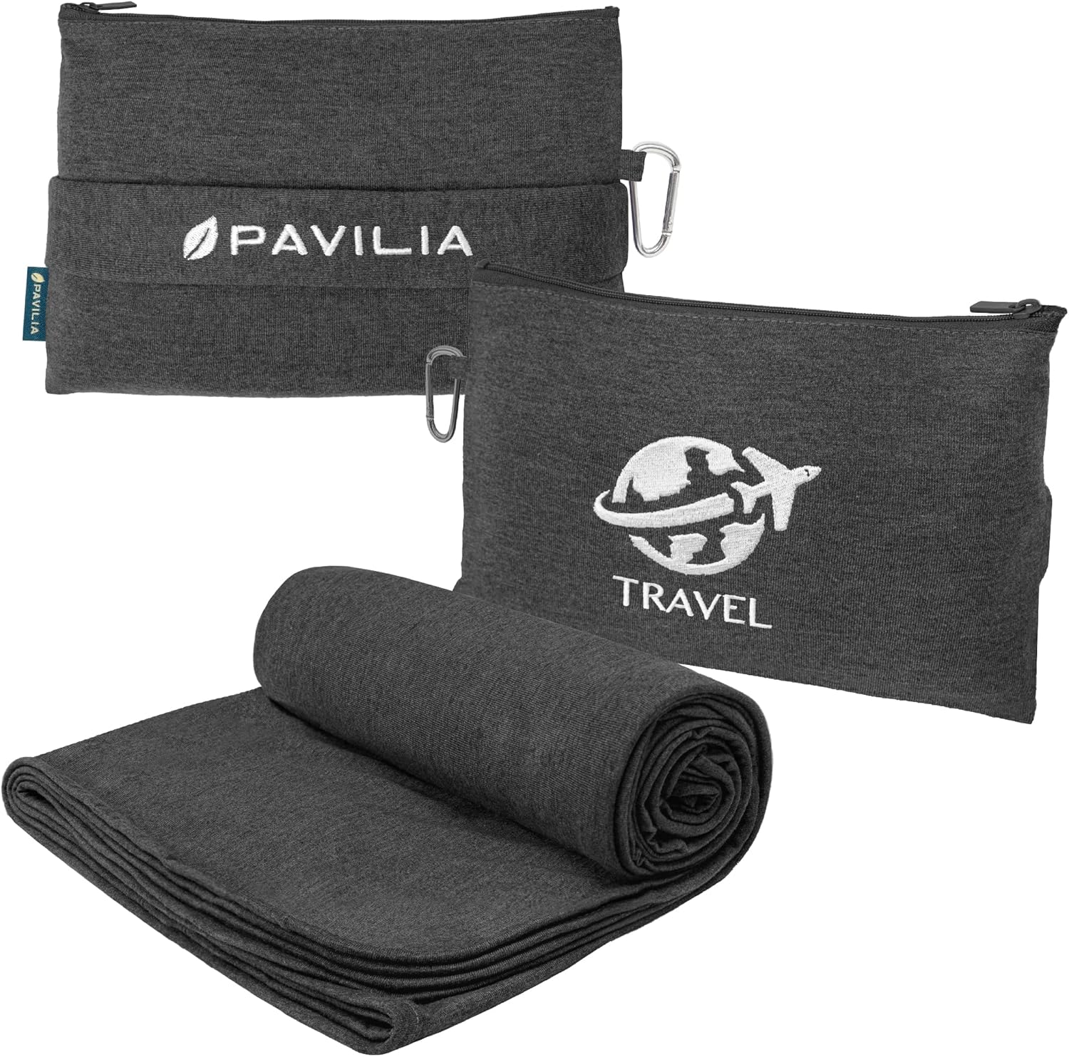 PAVILIA Travel Blanket Airplane Compact with Bag, Small Travel Pillow Blanket for Long Flights, Lightweight Plane Blanket with Luggage Strap, Camping Blanket for Traveler Essentials - 1