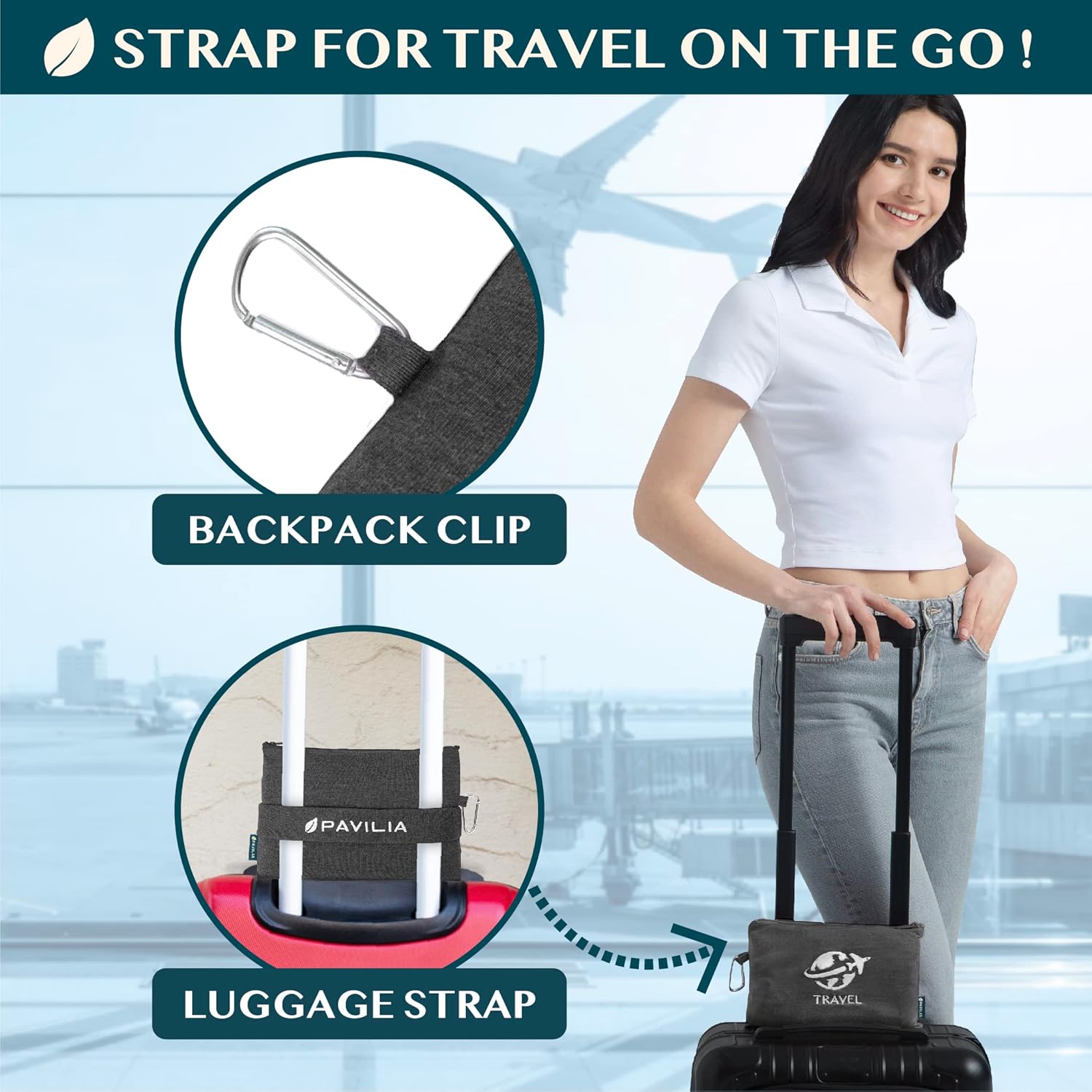 PAVILIA Travel Blanket Airplane Compact with Bag, Small Travel Pillow Blanket for Long Flights, Lightweight Plane Blanket with Luggage Strap, Camping Blanket for Traveler Essentials - 3