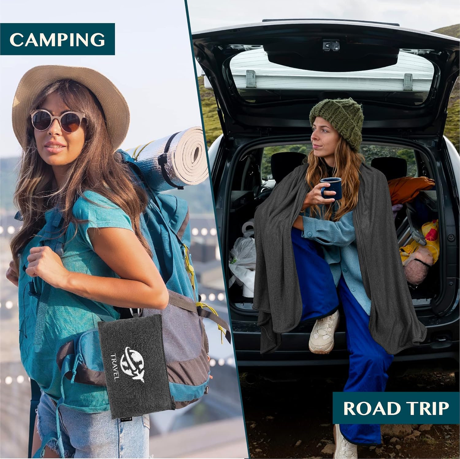 PAVILIA Travel Blanket Airplane Compact with Bag, Small Travel Pillow Blanket for Long Flights, Lightweight Plane Blanket with Luggage Strap, Camping Blanket for Traveler Essentials - 4