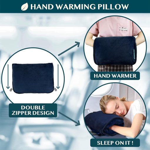 PAVILIA Travel Blanket Pillow, Soft Airplane Blanket 2-IN-1 Combo Set, Plane Blanket Compact Packable, Flight Essentials Car Pillow, Travelers Gifts Accessories Luggage Backpack Strap - 4