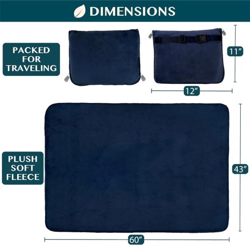 PAVILIA Travel Blanket Pillow, Soft Airplane Blanket 2-IN-1 Combo Set, Plane Blanket Compact Packable, Flight Essentials Car Pillow, Travelers Gifts Accessories Luggage Backpack Strap - 6