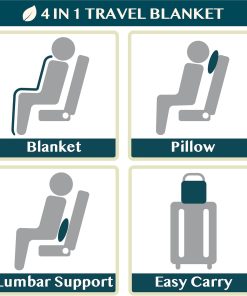 PAVILIA Travel Blanket Pillow, Soft Airplane Blanket 2-IN-1 Combo Set, Plane Blanket Compact Packable, Flight Essentials Car Pillow, Travelers Gifts Accessories Luggage Backpack Strap - 7
