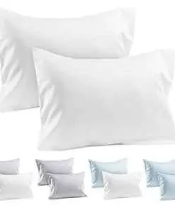 2 White Toddler Pillowcases - Envelope Style - 100% Cotton 400 TC Soft Sateen Weave - For Travel Pillows 14x19 or 13x18 - Toddler Pillow Cases White Toddler Pillowcase Covers Kids Travel Pillow Cases
