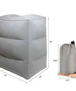 AirGoods Inflatable Travel Pillow for Foot Rest on Airplanes and Kids to Sleep on Long Flights (grey)