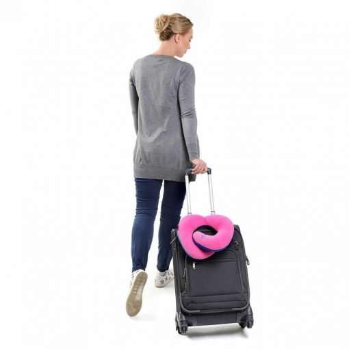 BCOZZY Chin Supporting Travel Pillow - Supports the Head, Neck and Chin in Maximum Comfort in Any Sitting Position. A Patented Product. Adult Size, PINK