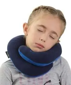 BCOZZY Kids Chin Supporting Travel Neck Pillow - Supports the Head, Neck and Chin in Maximum Comfort. A Patented Product. CHILD Size, NAVY