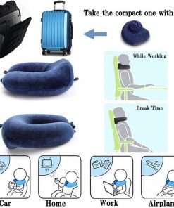 CTKcom Memory Foam Travel Neck Pillow with Elastic Strap - for Airplanes, Cars, Buses, Trains, Home or Office Naps 4