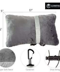 Compact Travel Pillow Made with Shredded Memory Foam and Super Soft Fleece Fabric for Ultimate Comfort in Travel. Patented Design Rolls and Compacts Small for Travel