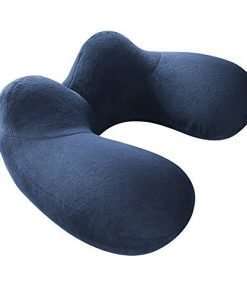 FMAB Travel Pillow, Inflatable Travel and Neck Pillow for Head and Neck, Washable Portable Air Travel Set with Ear Plugs, Eye Mask and Drawstring Bag