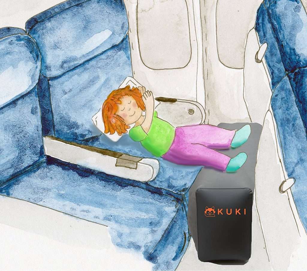 Inflatable Travel Pillow Bed / Leg Rest For Kids to Lie Down & Sleep on Long Flights, Long Distance Journeys in Cars, on Buses or Trains. Elevate YOUR Legs for Better Circulation. Gray. By KUKI