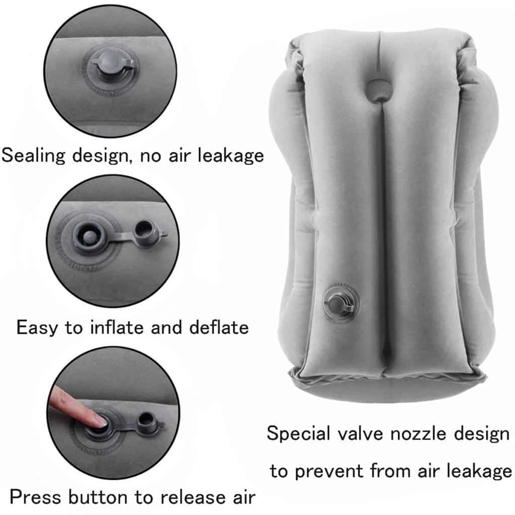 Inflatable Travel Pillow, SmartDer Airplane Pillow, Neck Pillow for Airplane Travel, Travel Pillows for Airplanes & Office Napping with Head & Neck Support (Grey)