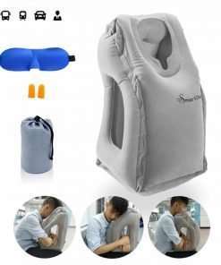 Inflatable Travel Pillow, SmartDer Airplane Pillow, Neck Pillow for Airplane Travel, Travel Pillows for Airplanes & Office Napping with Head & Neck Support (Grey)