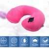 JCFamily Inflatable Travel Neck Pillow for Airplanes with Packsack - 3 Seconds Inflate Full (Pink)