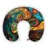JessPad U-Shape Travel Pillow Colorful Painting Art Memory Foam Neck Pillow