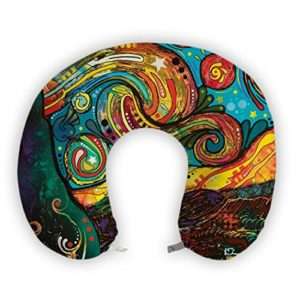 JessPad U-Shape Travel Pillow Colorful Painting Art Memory Foam Neck Pillow