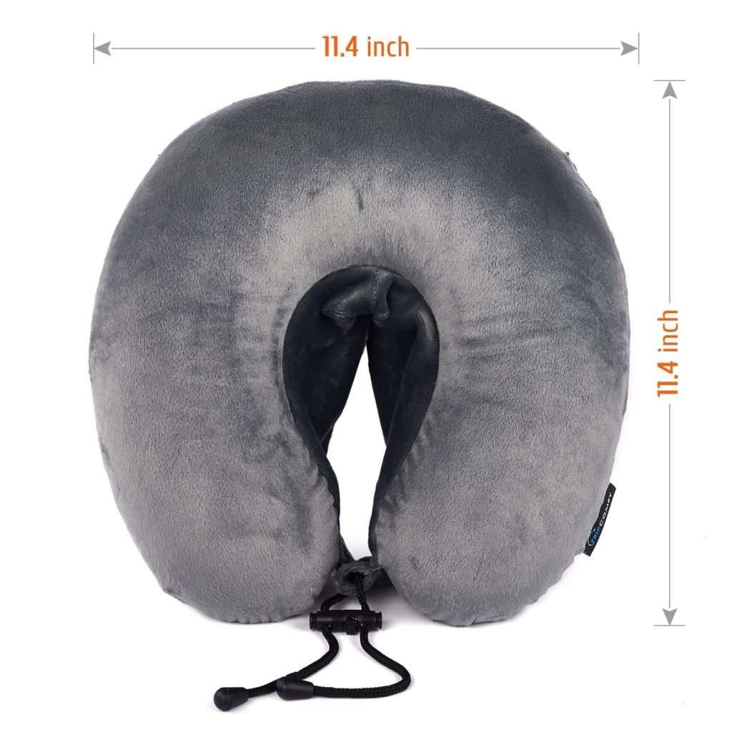 Memory Foam Airplane Travel Pillow Set w/3D Contour Face Mask Provides Optimal Head & Neck Support, Hooded Design Blocks Out Light So Your Plane Ride Transforms into a Relaxing Oasis