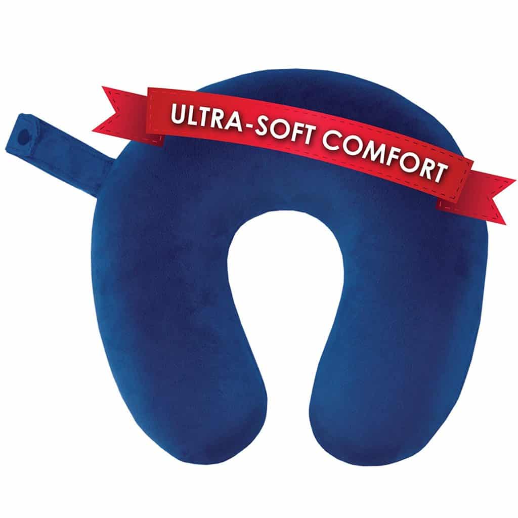 My Perfect Nights Premium Travel Neck Pillow (Blue) Super Soft Memory Foam with Washable Cover by