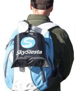NEW!! SkySiesta SNUG Travel Pillow- Two L-Shaped, Fiber Filled Head Supports, Bag, Eye Mask