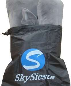 NEW!! SkySiesta SNUG Travel Pillow- Two L-Shaped, Fiber Filled Head Supports, Bag, Eye Mask
