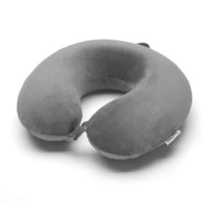 PROMIC Travel Pillow - Memory Foam Neck Roll Extreme Comfort with Plush Velvet Cover - Provides Relief and Support for Travel, Home, Neck Pain (Portable)