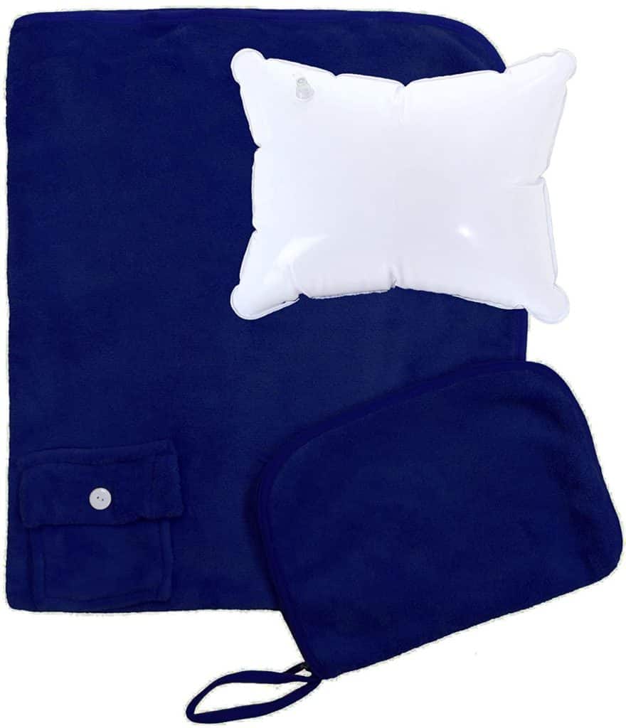 Simplicity 2 PCs Inflatable Travel Pillow & Blanket Set