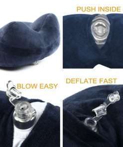 Travel Pillow, FMAB 2PCS Inflatable Neck Pillow with Ear Plugs, Eye Mask, Drawstring Bag and Soft Velvet Neck Support