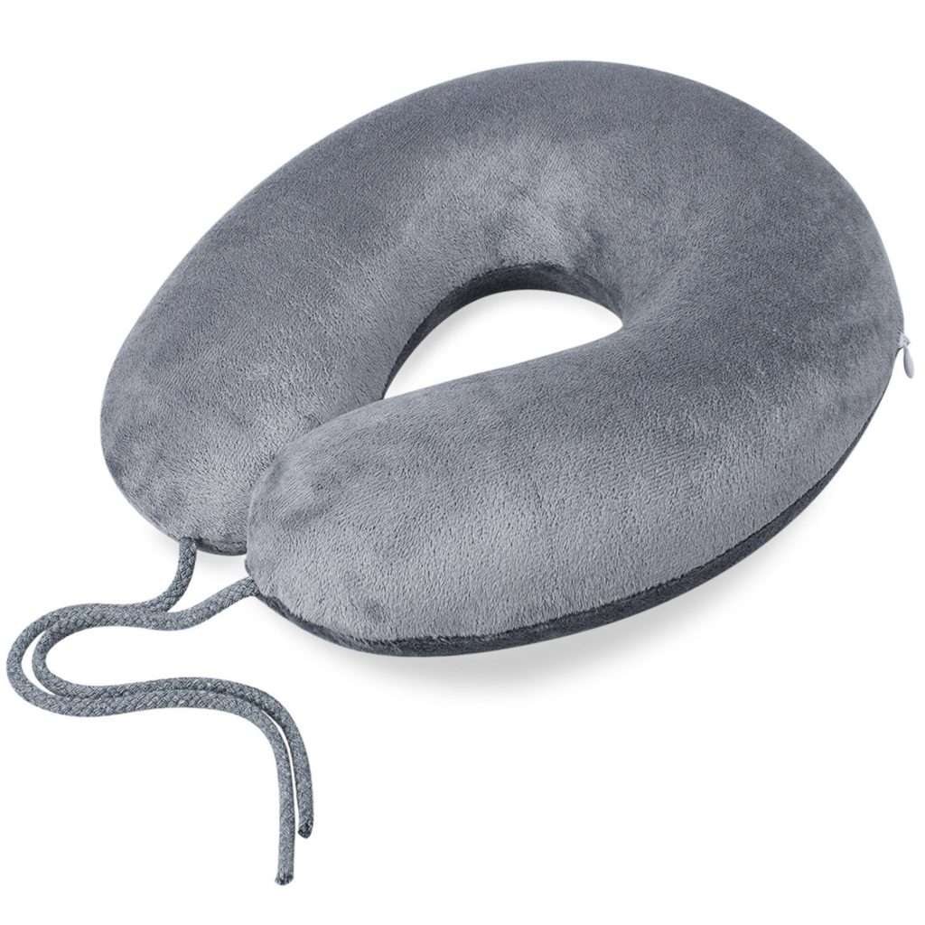 Travel Pillow Memory Foam Neck Support on a Train, Airplane, Car, Bus or while Camping – Comfortable U Shaped Cushion. Neck Support Plane Pillow By JUNING