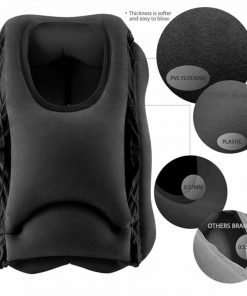 Travel Pillow, Portable Head Neck Rest Inflatable Pillow from HOMCA, Design for Airplanes, Cars, Buses, Trains, Office Napping, Camping - Includes FREE Eye Mask (Black)