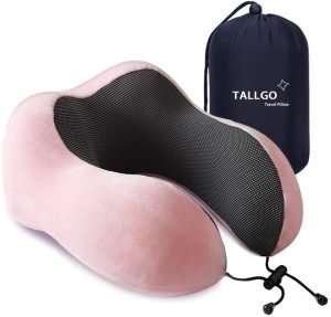Travel Pillow, Best Memory Foam Neck Pillow Head Support Soft Pillow for Sleeping Rest, Airplane Car & Home Use (Pink)