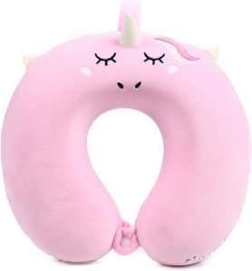 Kids Travel Neck Pillow, 360 Unicorn Memory Foam Pillow for Travelling, U-Shaped Airplane Car Flight Head Neck Support Animal Pillow