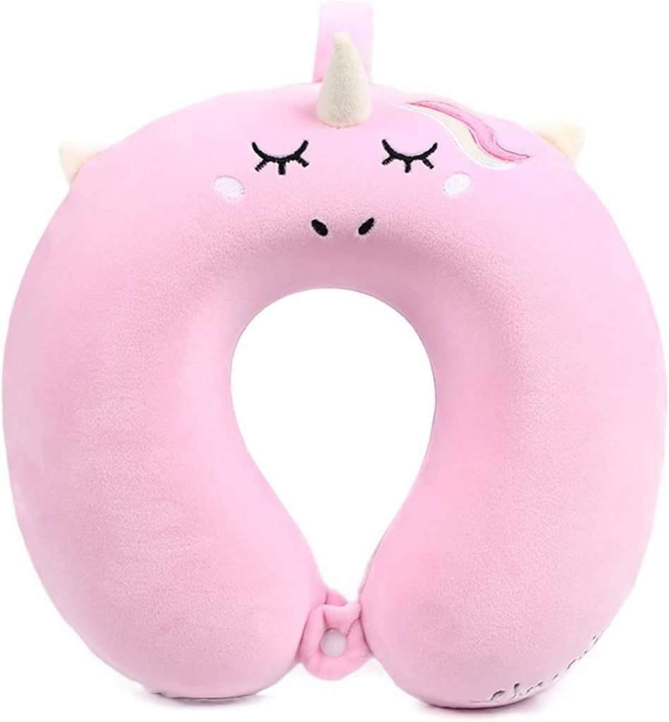 Kids Travel Neck Pillow, 360 Unicorn Memory Foam Pillow for Travelling, U-Shaped Airplane Car Flight Head Neck Support Animal Pillow with Washable Cover for Adults Toddler,Gifts for Children,Boys,Girls