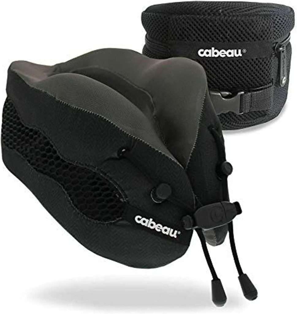 Cabeau Evolution Cool Travel Neck Pillow Cooling Airflow Vents, Memory Foam Neck Support, and Adjustable Clasp – Comfort On-The-Go with Carrying Case – Airplane, Train, Car, and Gaming (Black)