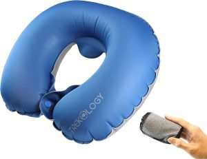TREKOLOGY Inflatable Neck Pillow for Travel - Ultimate Comfort and Support for Airplanes, Cars, and More - Ergonomic Design for Restful Sleep