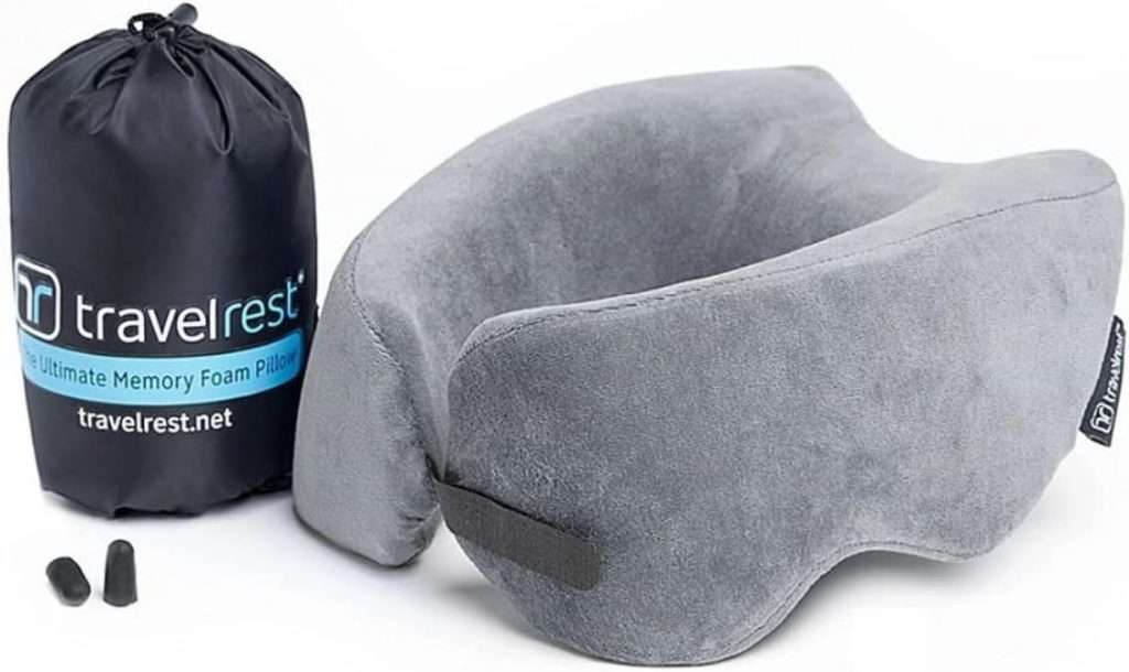 TRAVELREST Nest Patented Memory Foam Travel Pillow/Neck Pillow – Washable – Voted Best Travel Pillow for 2018-2023 by NYTimes Wirecutter – Packs to 1/4 of its Size (2 Year Warranty) (Grey)