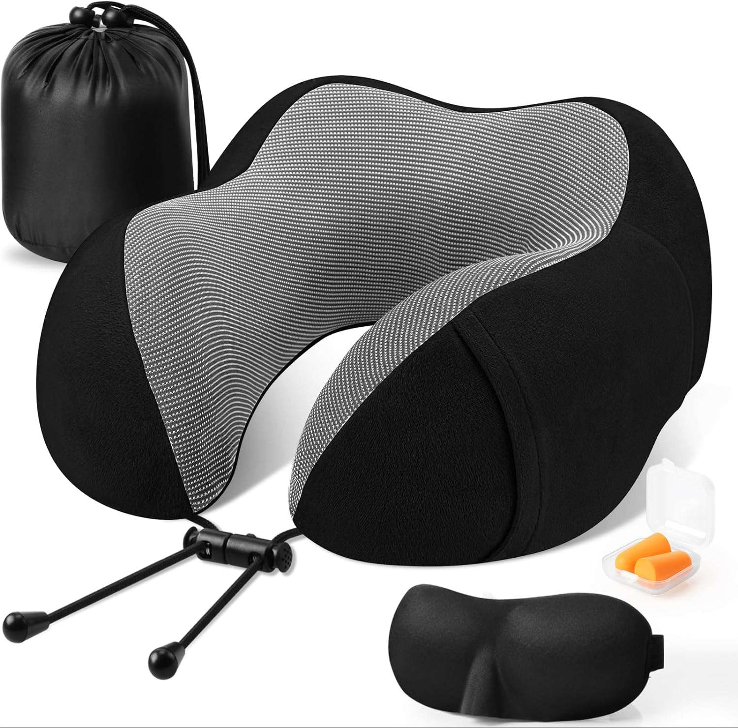 CloudBliss Travel Pillow Premium Memory Foam, Comfortable & Supportive Neck Pillow, Pain Relief Sleeping Neck Pillows for Travel, Airplane Pillow for Sleeping Airplane, Car, Office and Home - 1