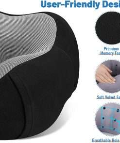CloudBliss Travel Pillow Premium Memory Foam, Comfortable & Supportive Neck Pillow, Pain Relief Sleeping Neck Pillows for Travel, Airplane Pillow for Sleeping Airplane, Car, Office and Home - 2