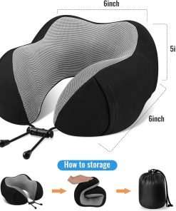 CloudBliss Travel Pillow Premium Memory Foam, Comfortable & Supportive Neck Pillow, Pain Relief Sleeping Neck Pillows for Travel, Airplane Pillow for Sleeping Airplane, Car, Office and Home - 3