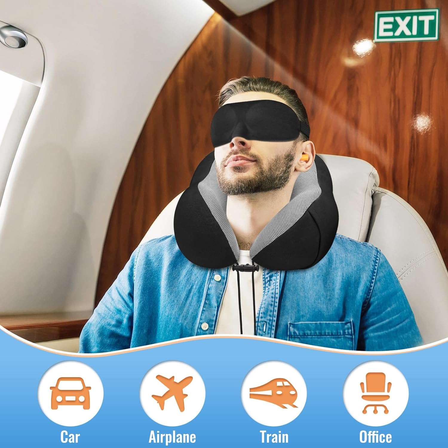 CloudBliss Travel Pillow Premium Memory Foam, Comfortable & Supportive Neck Pillow, Pain Relief Sleeping Neck Pillows for Travel, Airplane Pillow for Sleeping Airplane, Car, Office and Home - 7