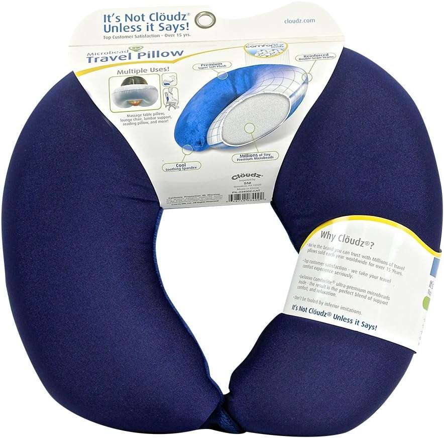 Cloudz Microbead Travel Neck Pillow,Polyester & Polyester Blend - Blue - 2
