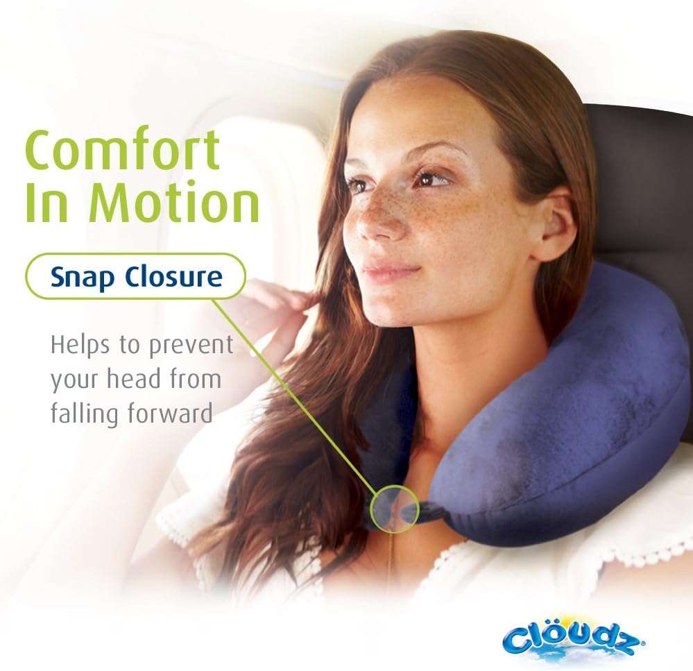 Cloudz Microbead Travel Neck Pillow,Polyester & Polyester Blend - Blue - 4