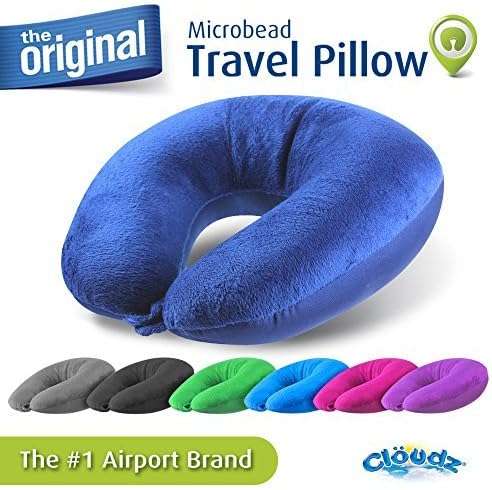 Cloudz Microbead Travel Neck Pillow,Polyester & Polyester Blend - Blue - 8