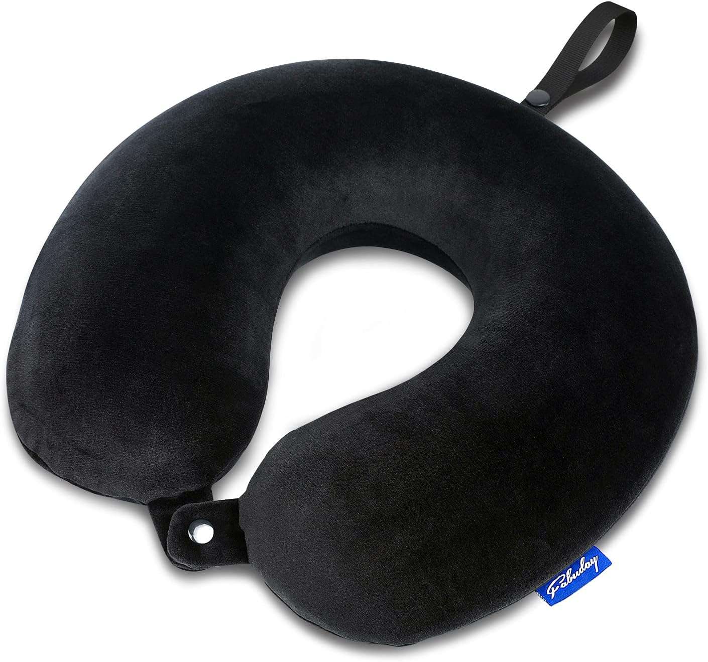 Fabuday Memory Foam Travel Pillows for Airplanes - Neck Pillow for Traveling with Attachable Snap Strap Soft Washable Cover, Flight Pillow for Sleeping, Car, Home, Office, Black - 1