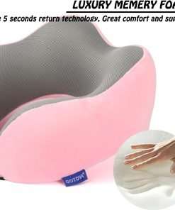 GOTDYA Travel Pillow,Travel Neck Pillows for Sleeping,100% Pure Memory Foam Soft Comfort & Support Pillow for Airplane - 3