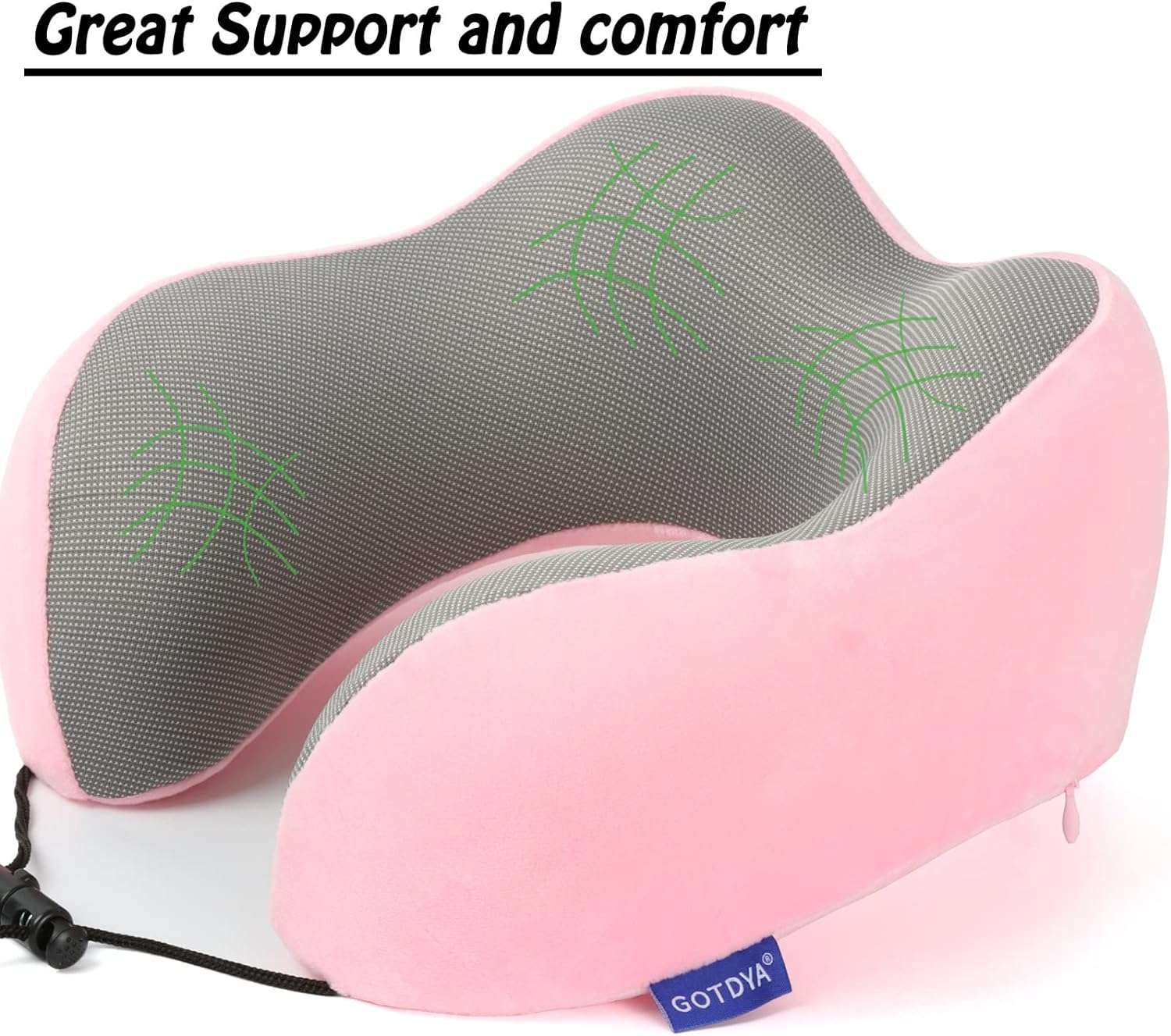 GOTDYA Travel Pillow,Travel Neck Pillows for Sleeping,100% Pure Memory Foam Soft Comfort & Support Pillow for Airplane - 5