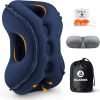 Inflatable Travel Pillow,Multifunction Travel Neck Pillow for Airplane to Avoid Neck and Shoulder Pain,Support Head,Neck,Used for Sleeping Rest, Airplane and Home Use,with Eye Mask - 1