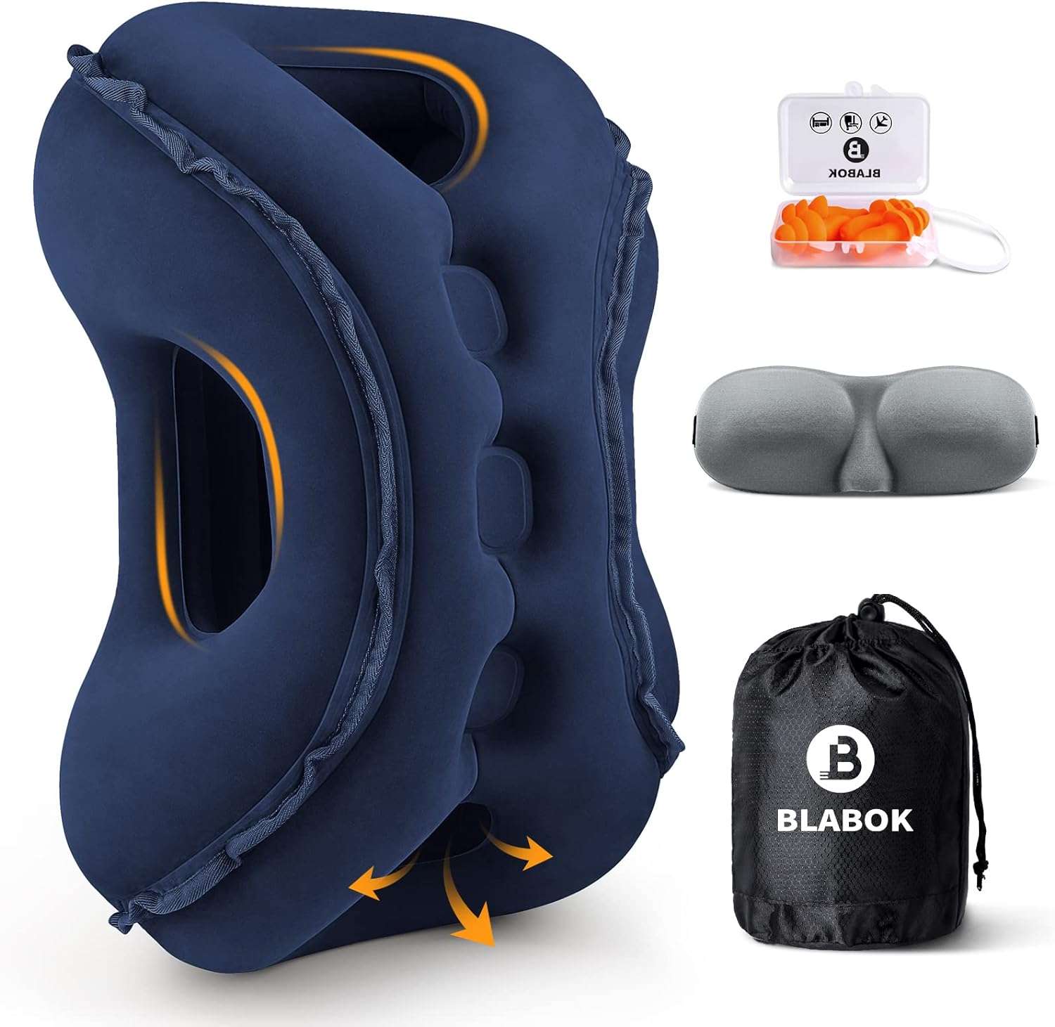 Inflatable Travel Pillow,Multifunction Travel Neck Pillow for Airplane to Avoid Neck and Shoulder Pain,Support Head,Neck,Used for Sleeping Rest, Airplane and Home Use,with Eye Mask - 1