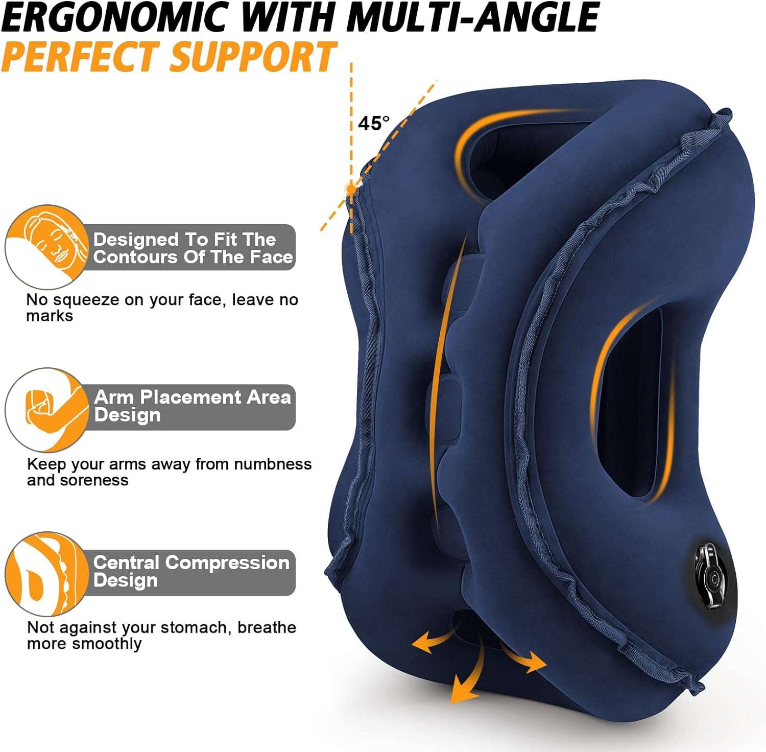 Inflatable Travel Pillow,Multifunction Travel Neck Pillow for Airplane to Avoid Neck and Shoulder Pain,Support Head,Neck,Used for Sleeping Rest, Airplane and Home Use,with Eye Mask - 2